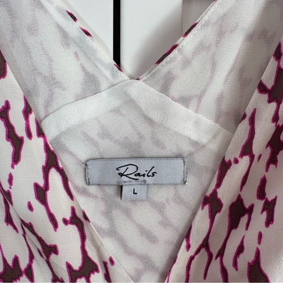 Rails Audrina Dress Midi Pink Static Leopard Pull On V-neck Size Large - Picture 11 of 11